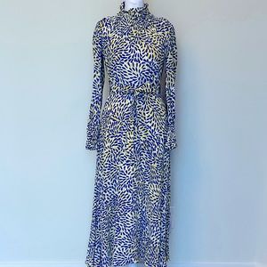 THE FOLD “The Richford Dress”: Blue&Yellow Floral Long Sleeve Dress